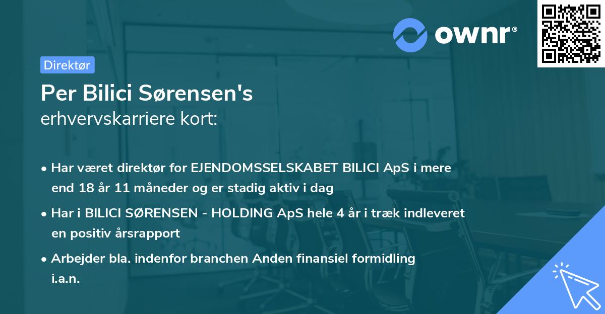 Per Bilici Sørensen's erhvervskarriere kort
