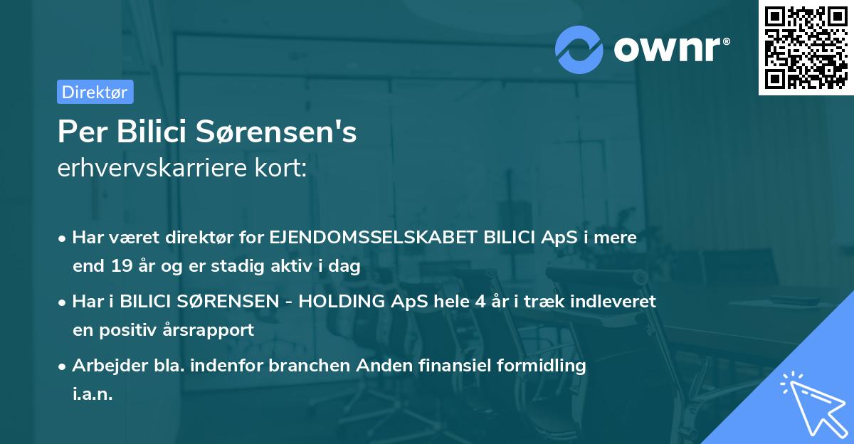 Per Bilici Sørensen's erhvervskarriere kort
