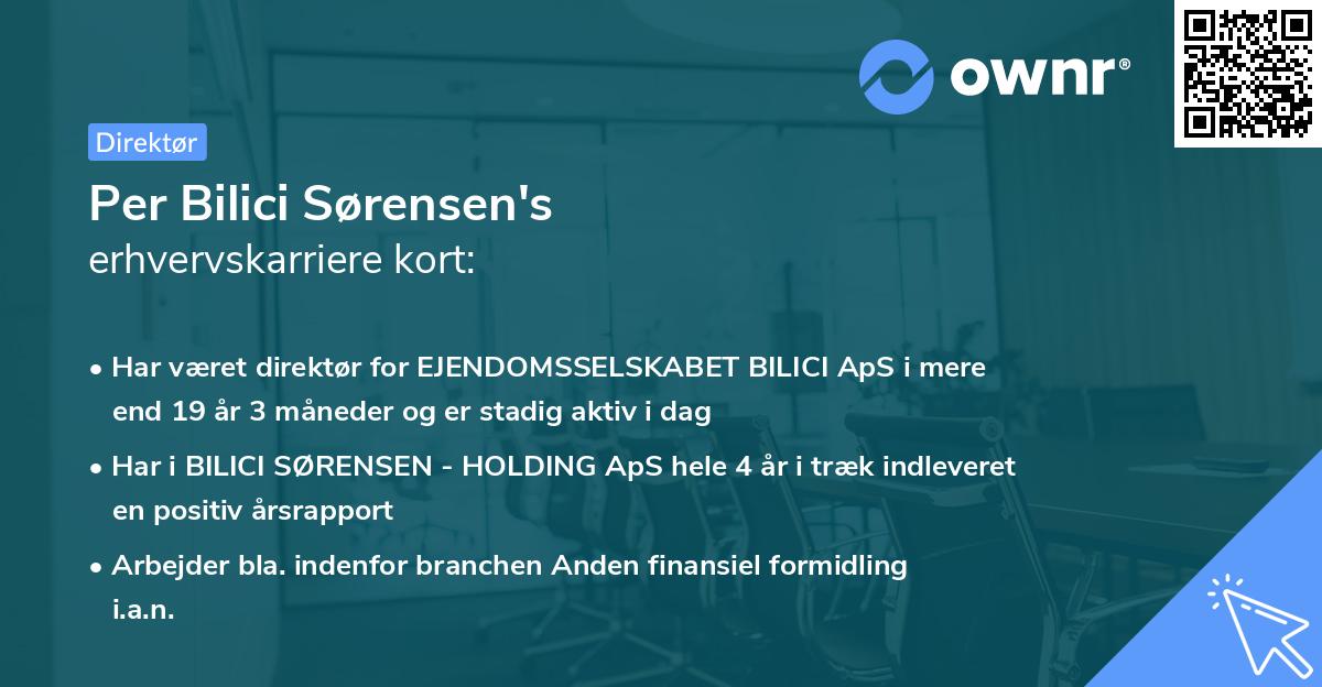 Per Bilici Sørensen's erhvervskarriere kort
