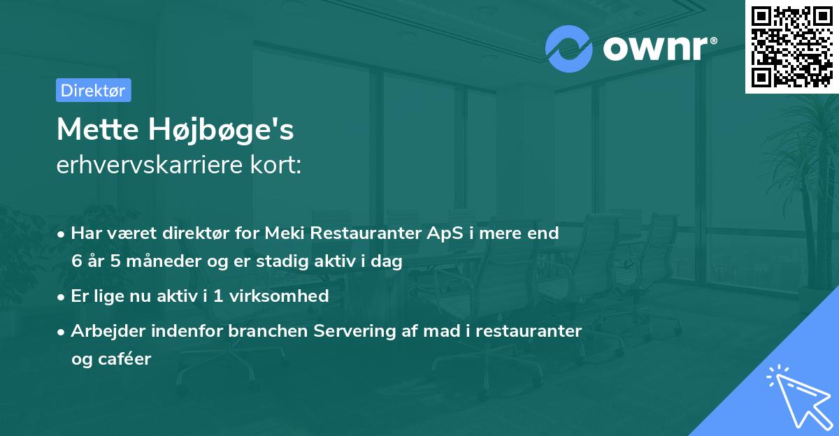 Mette Højbøge's erhvervskarriere kort