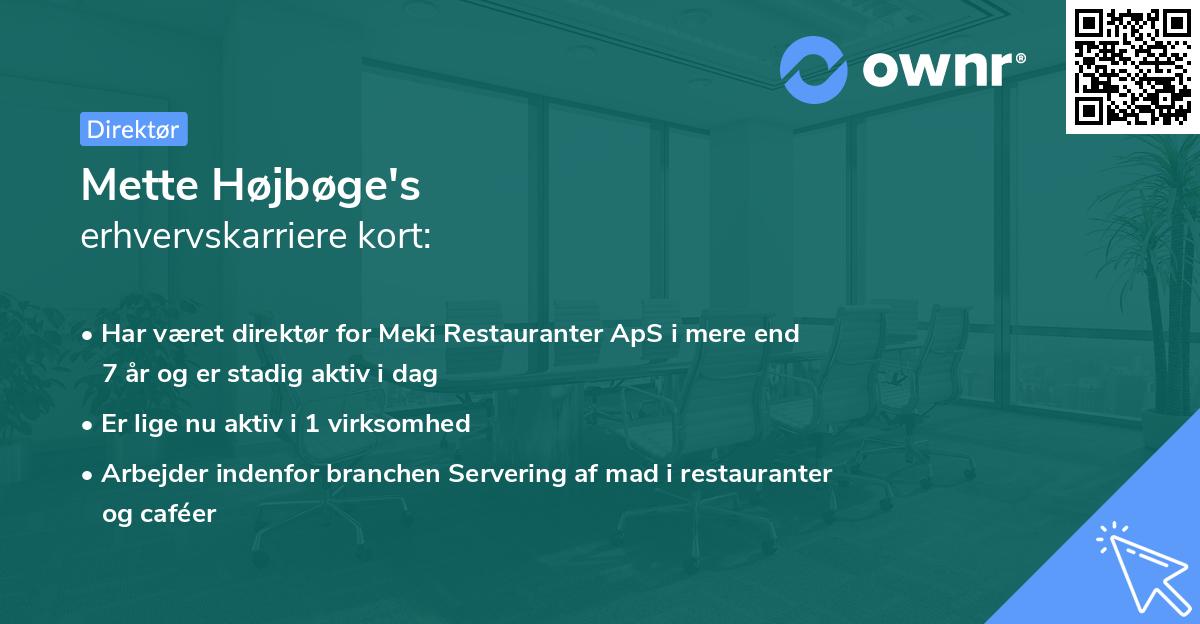 Mette Højbøge's erhvervskarriere kort