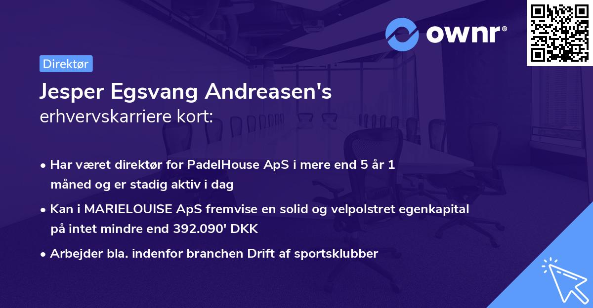 Jesper Egsvang Andreasen's erhvervskarriere kort