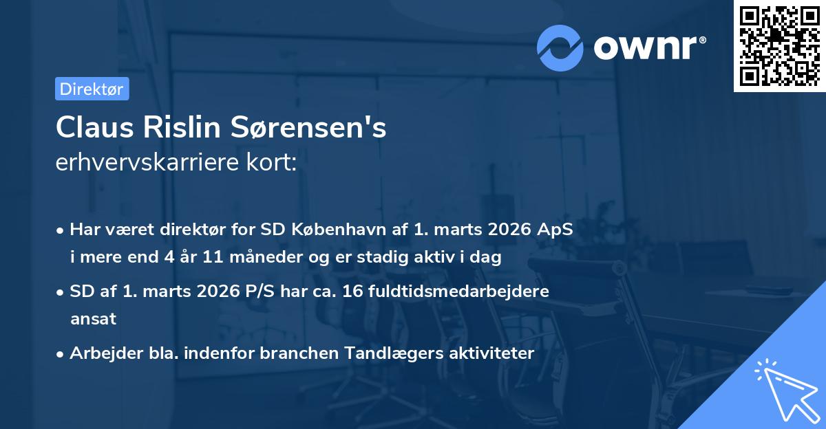 Claus Rislin Sørensen's erhvervskarriere kort