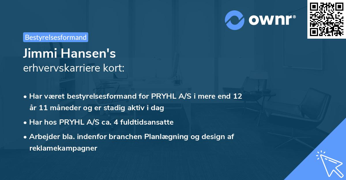 Jimmi Hansen's erhvervskarriere kort