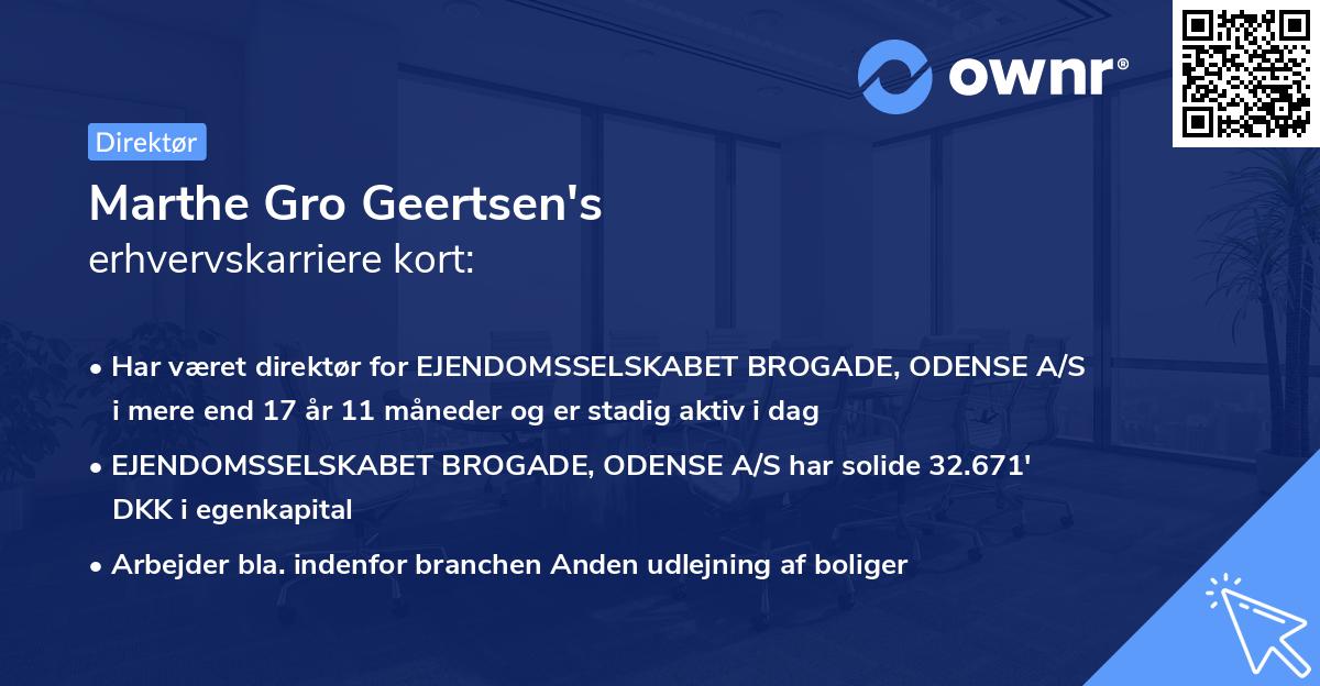 Marthe Gro Geertsen's erhvervskarriere kort