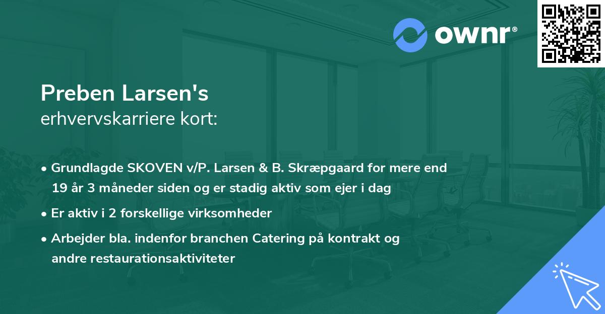 Preben Larsen's erhvervskarriere kort