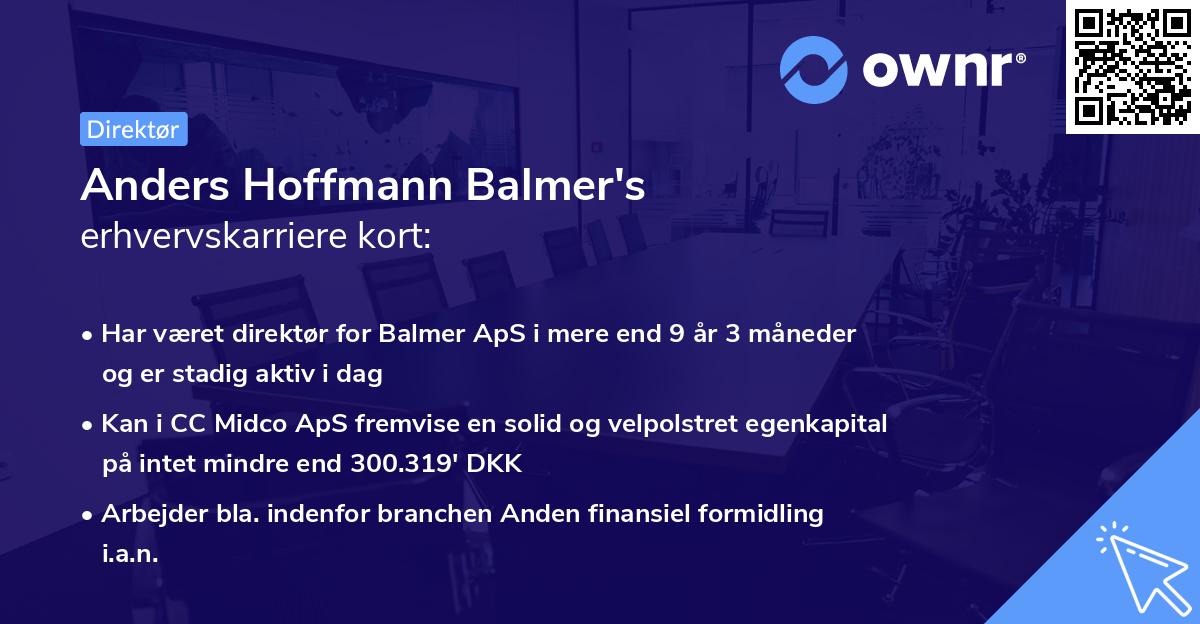Anders Hoffmann Balmer's erhvervskarriere kort