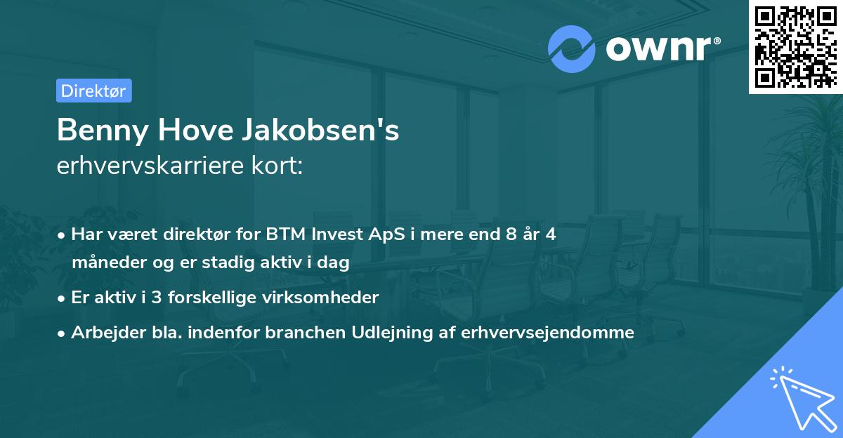 Benny Hove Jakobsen's erhvervskarriere kort