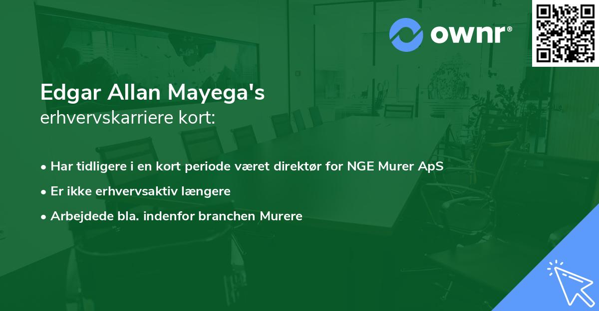Edgar Allan Mayega's erhvervskarriere kort