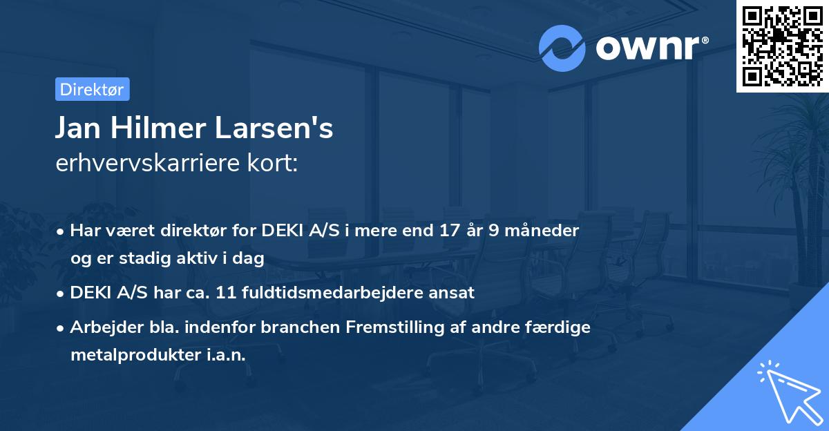 Jan Hilmer Larsen's erhvervskarriere kort