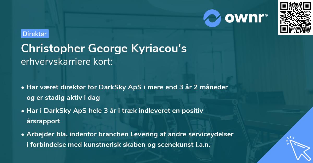 Christopher George Kyriacou's erhvervskarriere kort