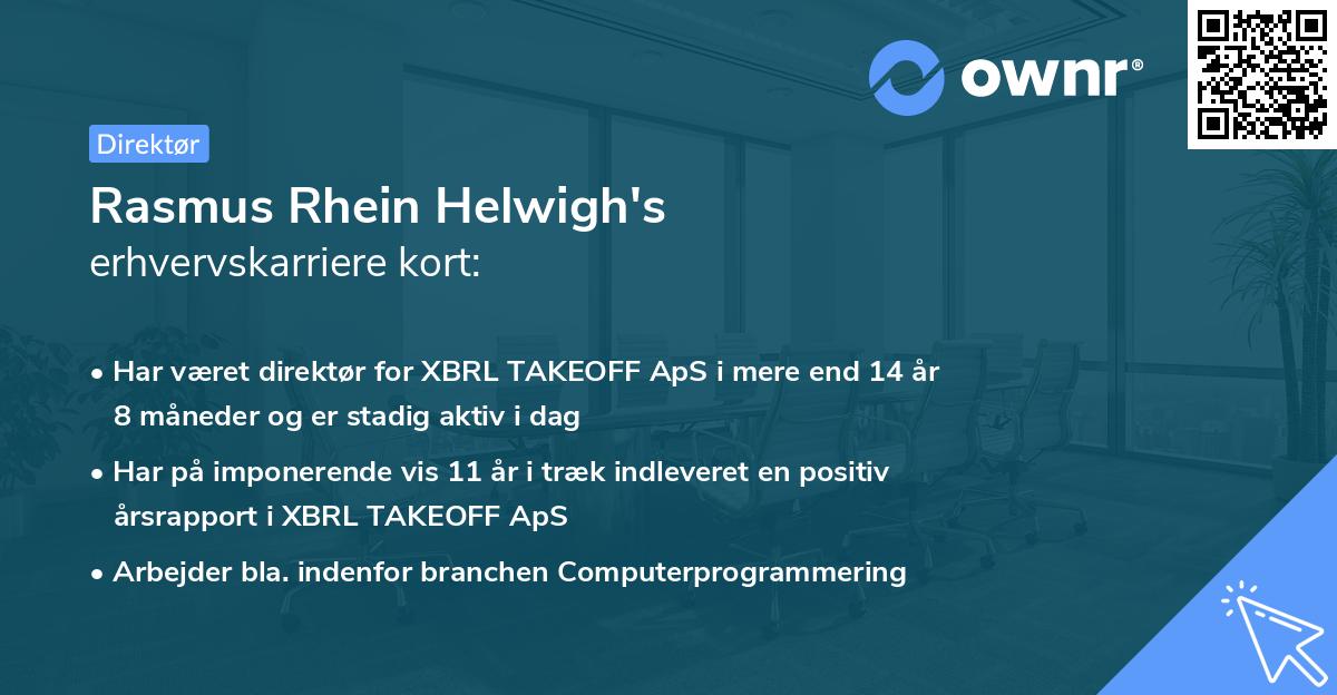 Rasmus Rhein Helwigh's erhvervskarriere kort