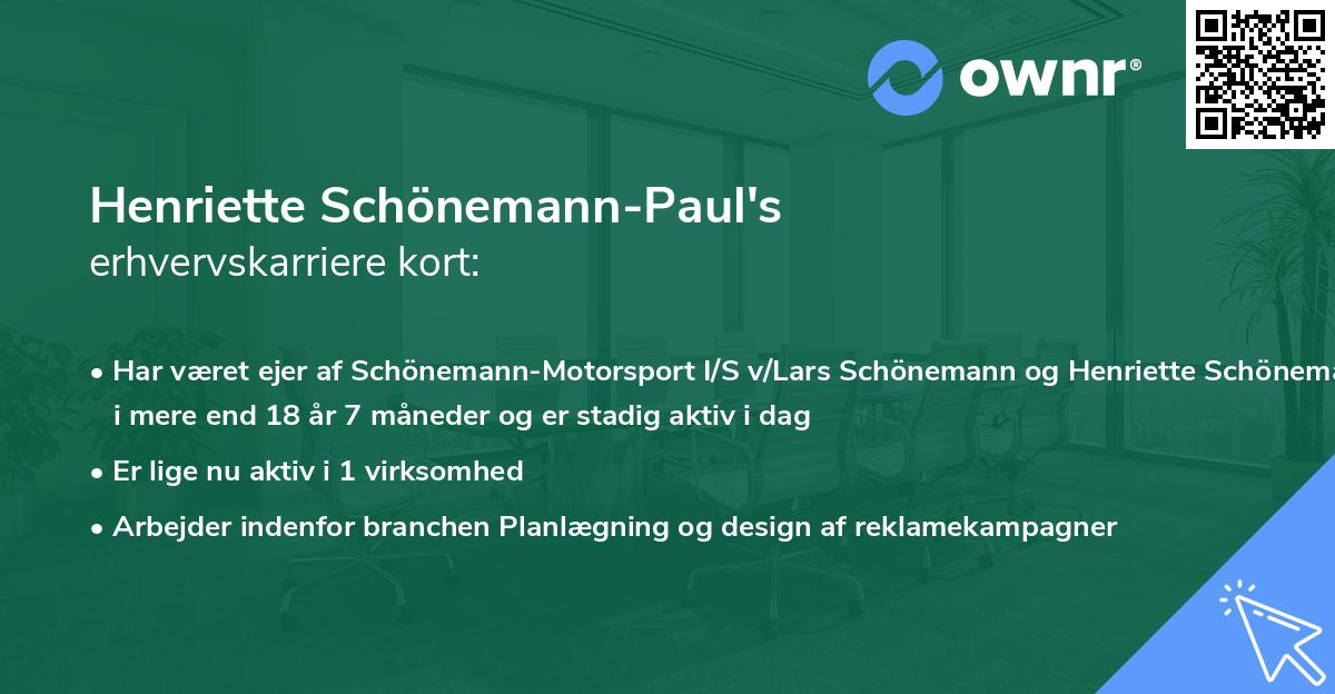 Henriette Schönemann-Paul's erhvervskarriere kort