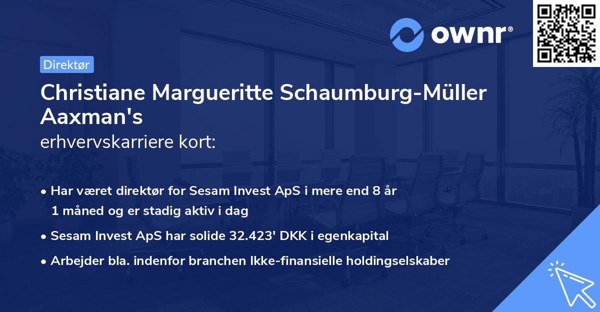 Christiane Margueritte Schaumburg-Müller Aaxman's erhvervskarriere kort