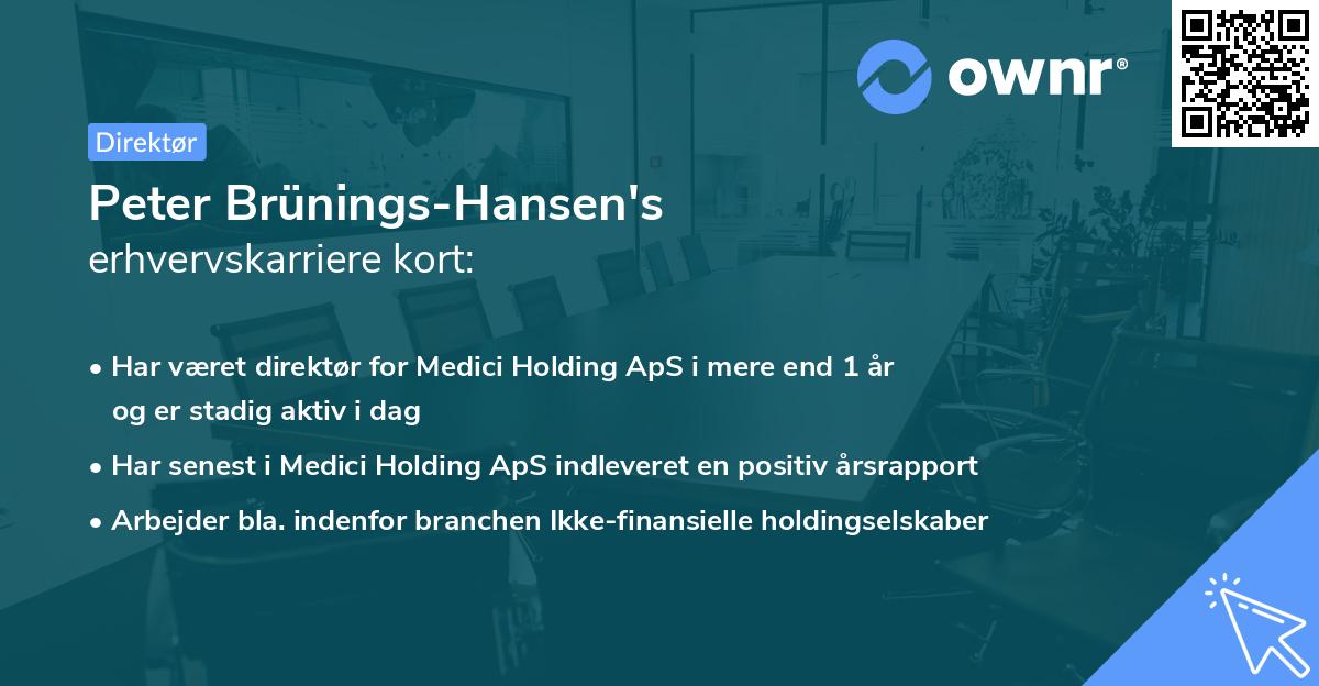 Peter Brünings-Hansen's erhvervskarriere kort