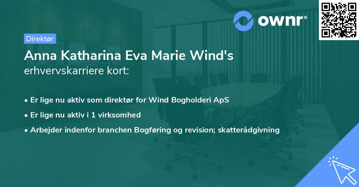 Anna Katharina Eva Marie Wind's erhvervskarriere kort