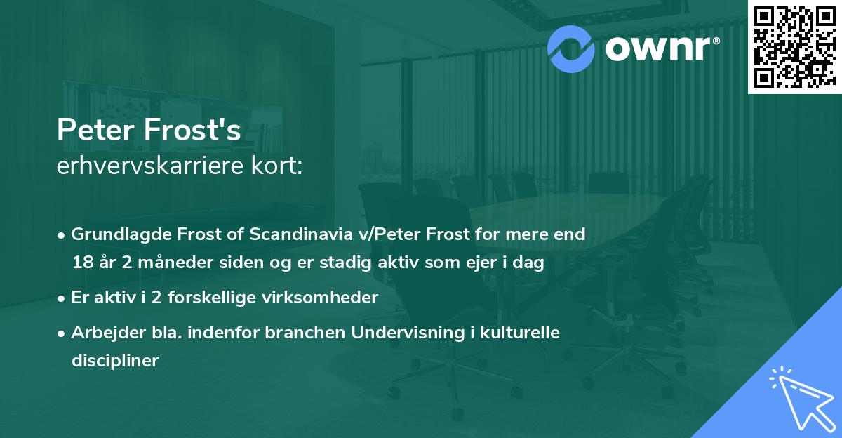 Peter Frost's erhvervskarriere kort