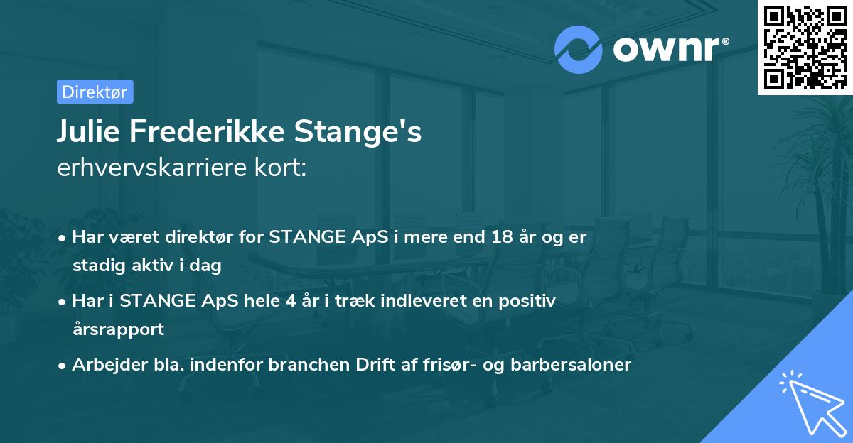 Julie Frederikke Stange's erhvervskarriere kort