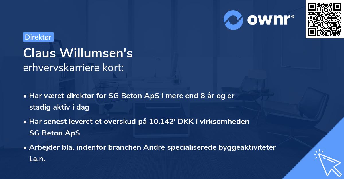 Claus Willumsen's erhvervskarriere kort