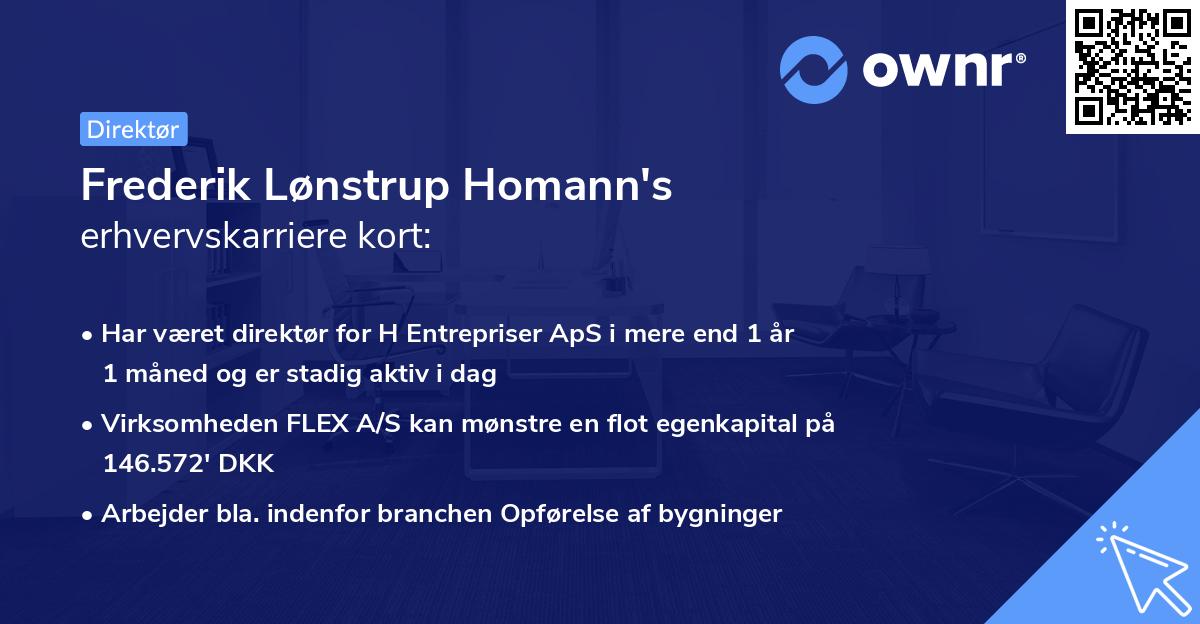 Frederik Lønstrup Homann's erhvervskarriere kort
