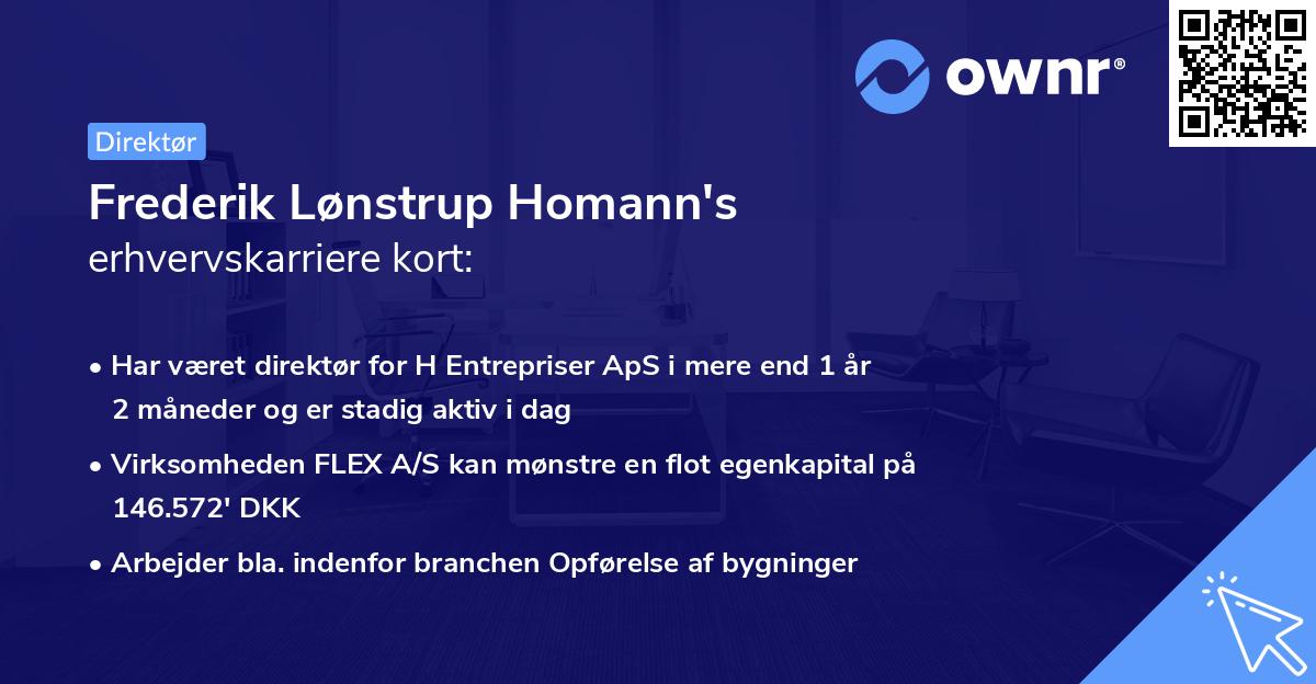Frederik Lønstrup Homann's erhvervskarriere kort