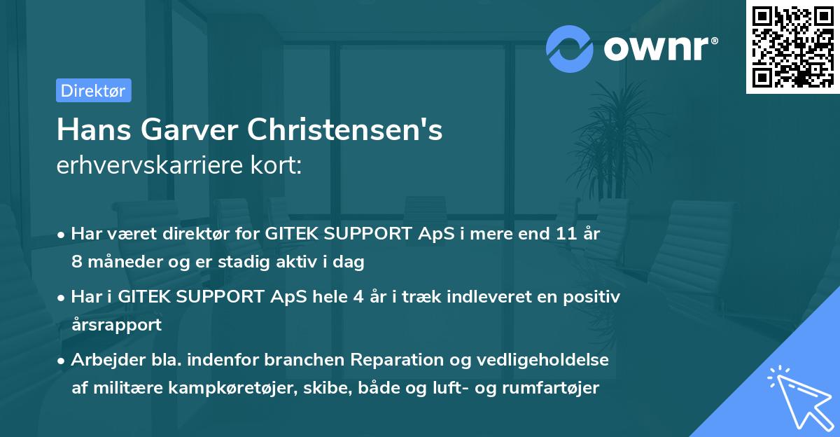 Hans Garver Christensen's erhvervskarriere kort