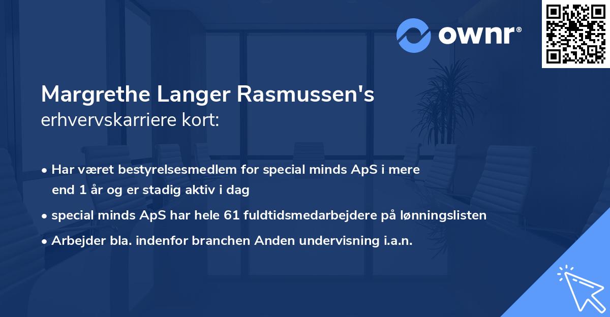 Margrethe Langer Rasmussen's erhvervskarriere kort