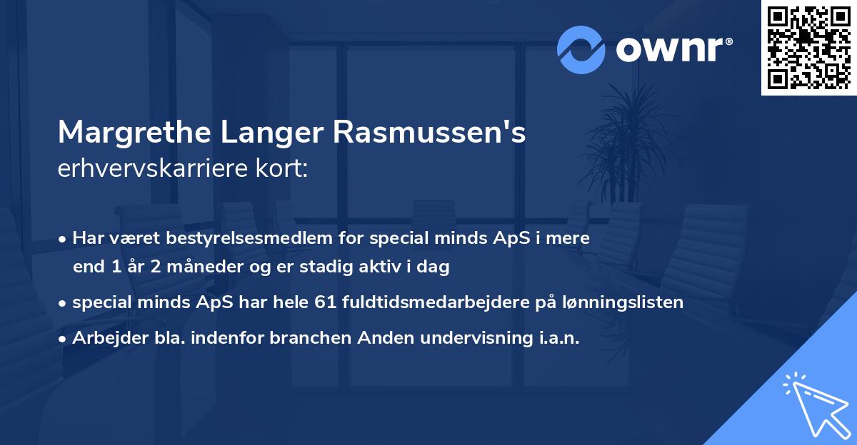 Margrethe Langer Rasmussen's erhvervskarriere kort