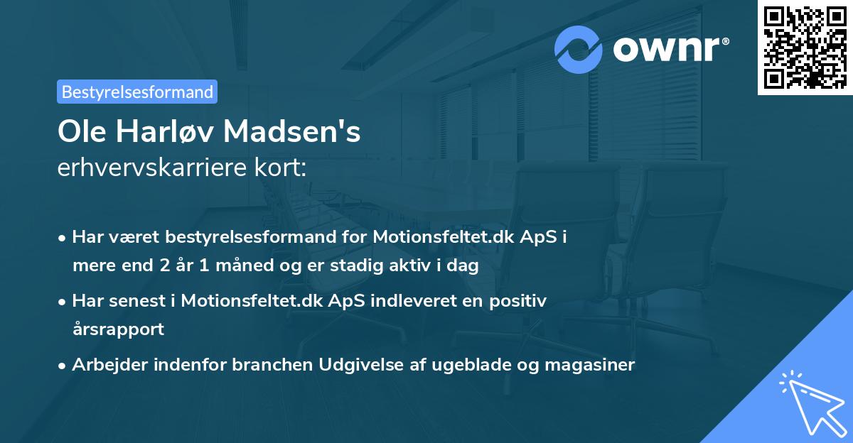 Ole Harløv Madsen's erhvervskarriere kort