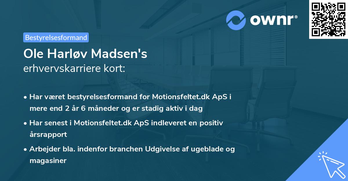Ole Harløv Madsen's erhvervskarriere kort