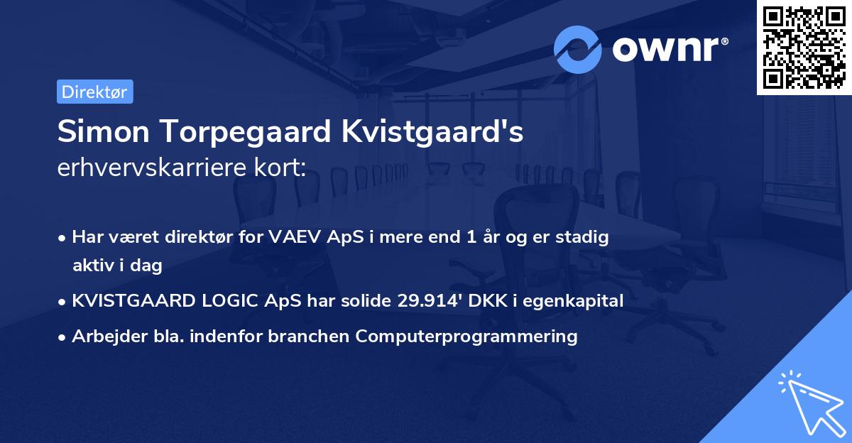 Simon Torpegaard Kvistgaard's erhvervskarriere kort