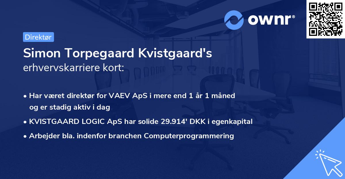 Simon Torpegaard Kvistgaard's erhvervskarriere kort