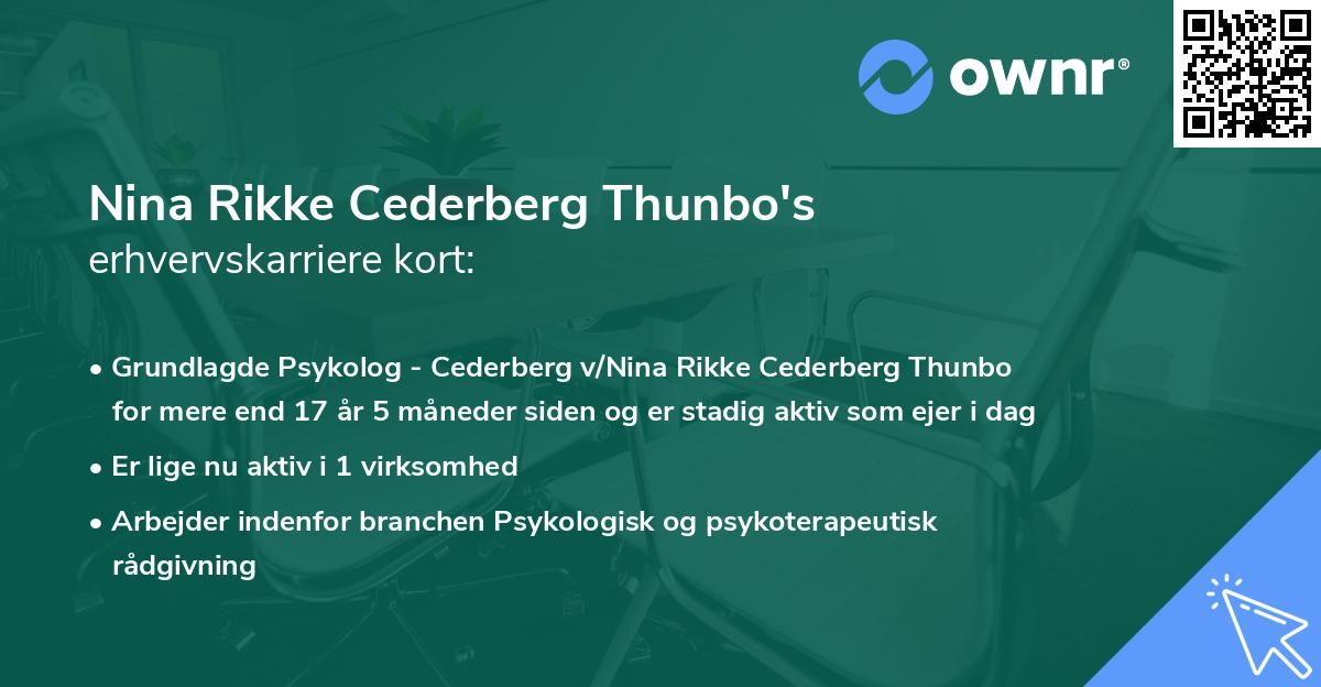 Nina Rikke Cederberg Thunbo's erhvervskarriere kort