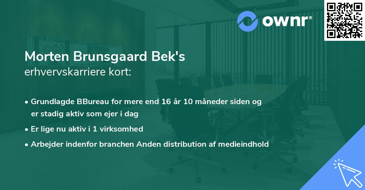 Morten Brunsgaard Bek's erhvervskarriere kort