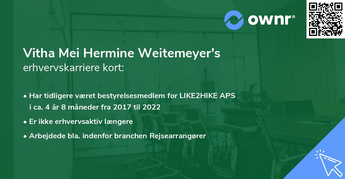 Vitha Mei Hermine Weitemeyer's erhvervskarriere kort