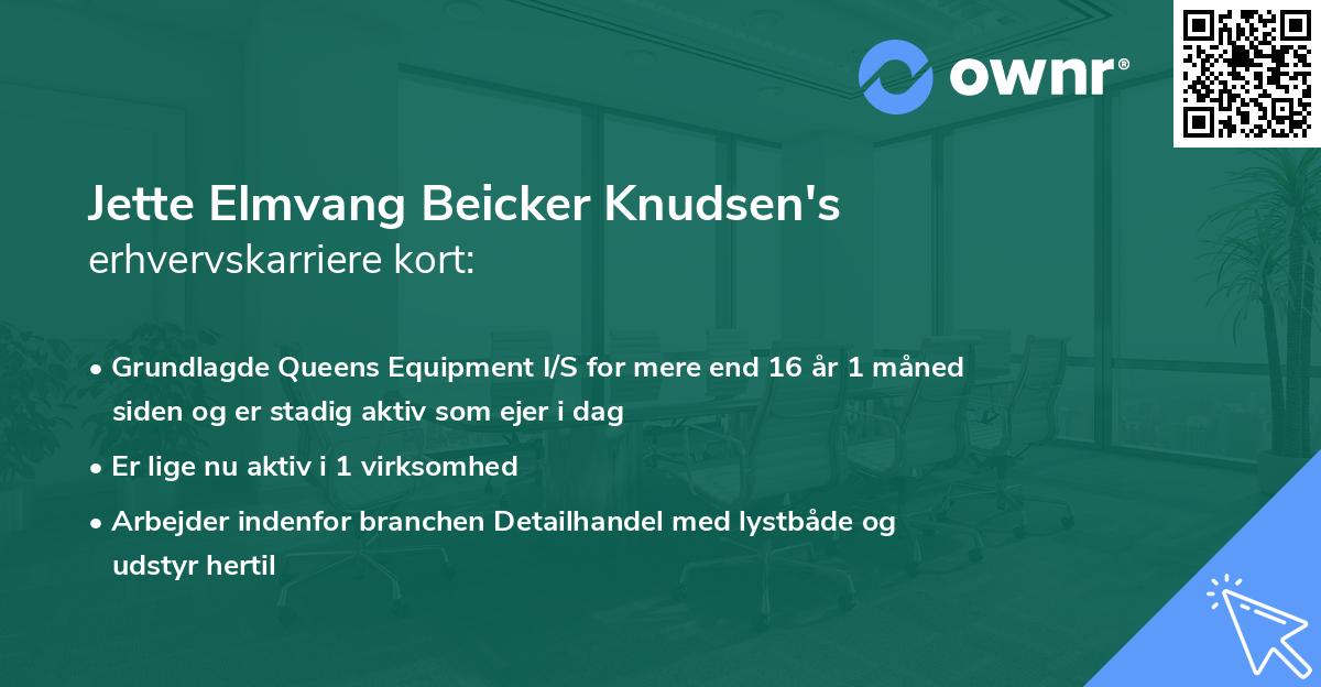 Jette Elmvang Beicker Knudsen's erhvervskarriere kort