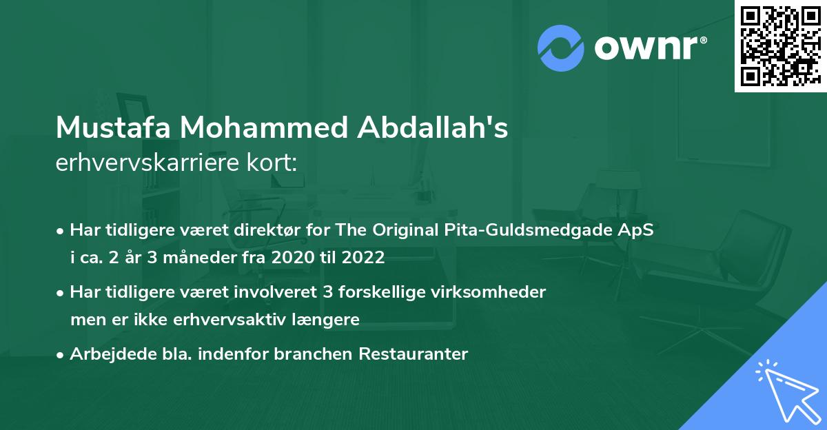 Mustafa Mohammed Abdallah's erhvervskarriere kort