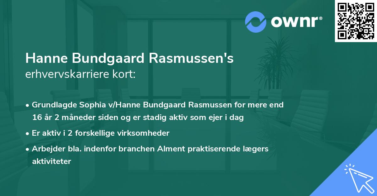 Hanne Bundgaard Rasmussen's erhvervskarriere kort