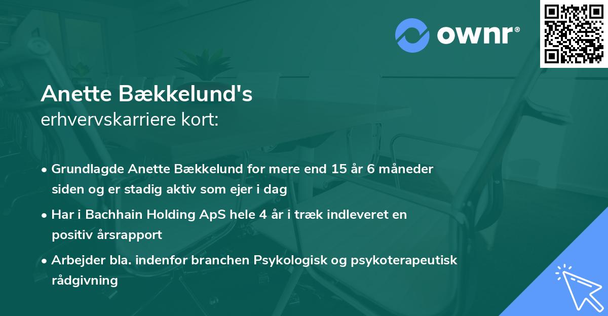 Anette Bækkelund's erhvervskarriere kort
