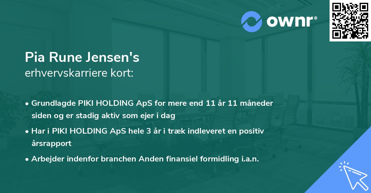 Pia Rune Jensen's erhvervskarriere kort