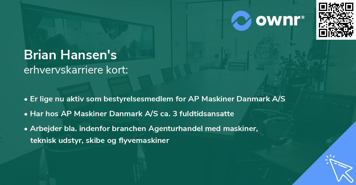 Brian Hansen's erhvervskarriere kort