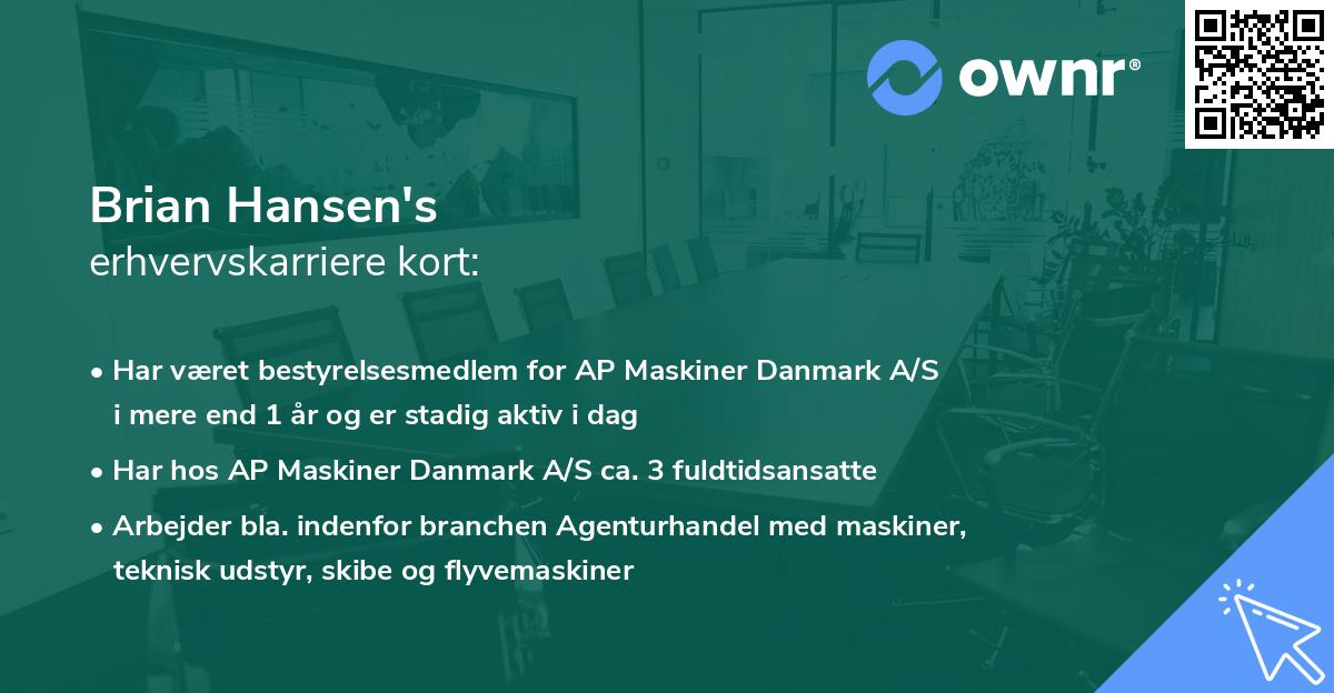 Brian Hansen's erhvervskarriere kort