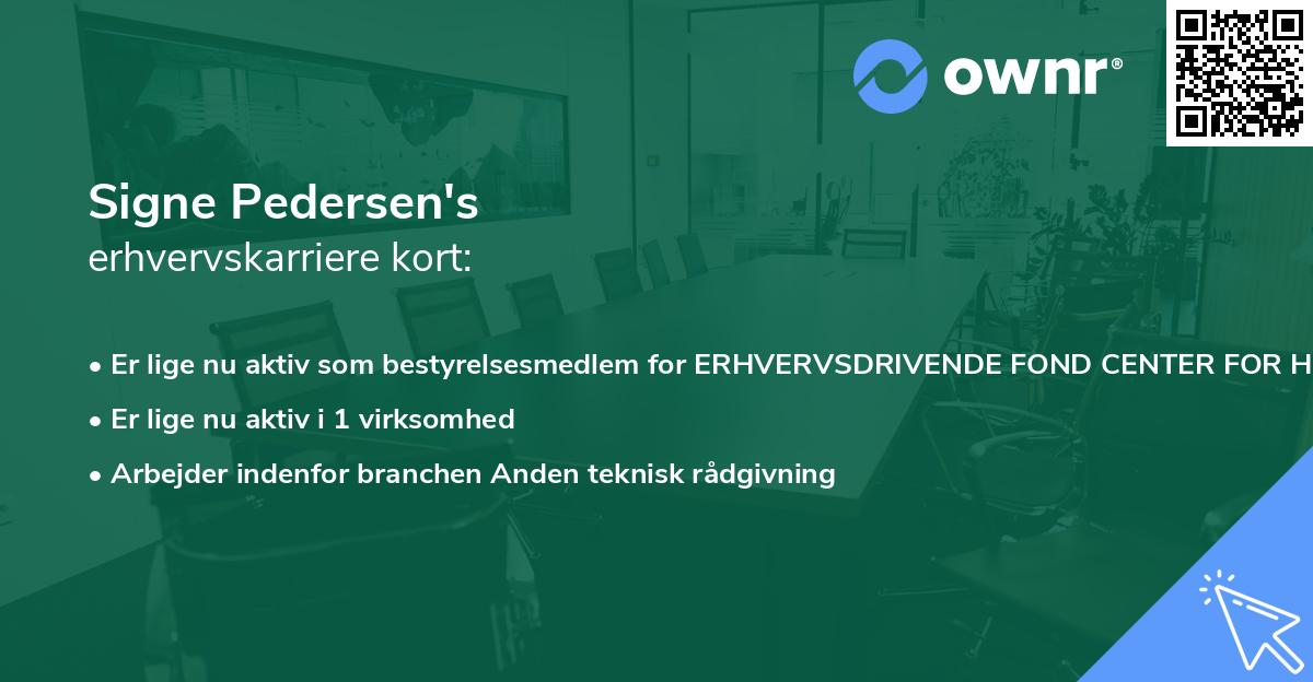 Signe Pedersen's erhvervskarriere kort