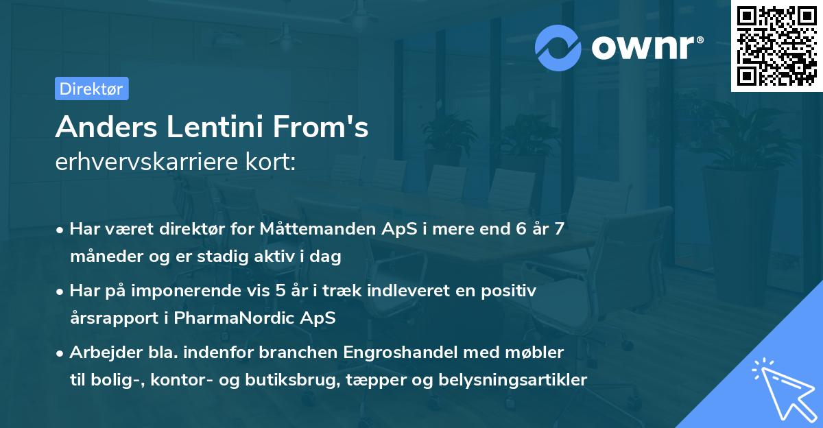 Anders Lentini From's erhvervskarriere kort