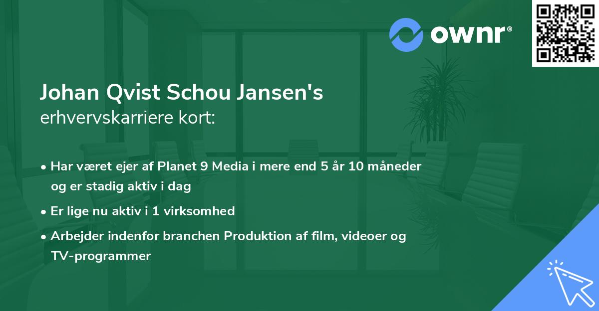 Johan Qvist Schou Jansen's erhvervskarriere kort