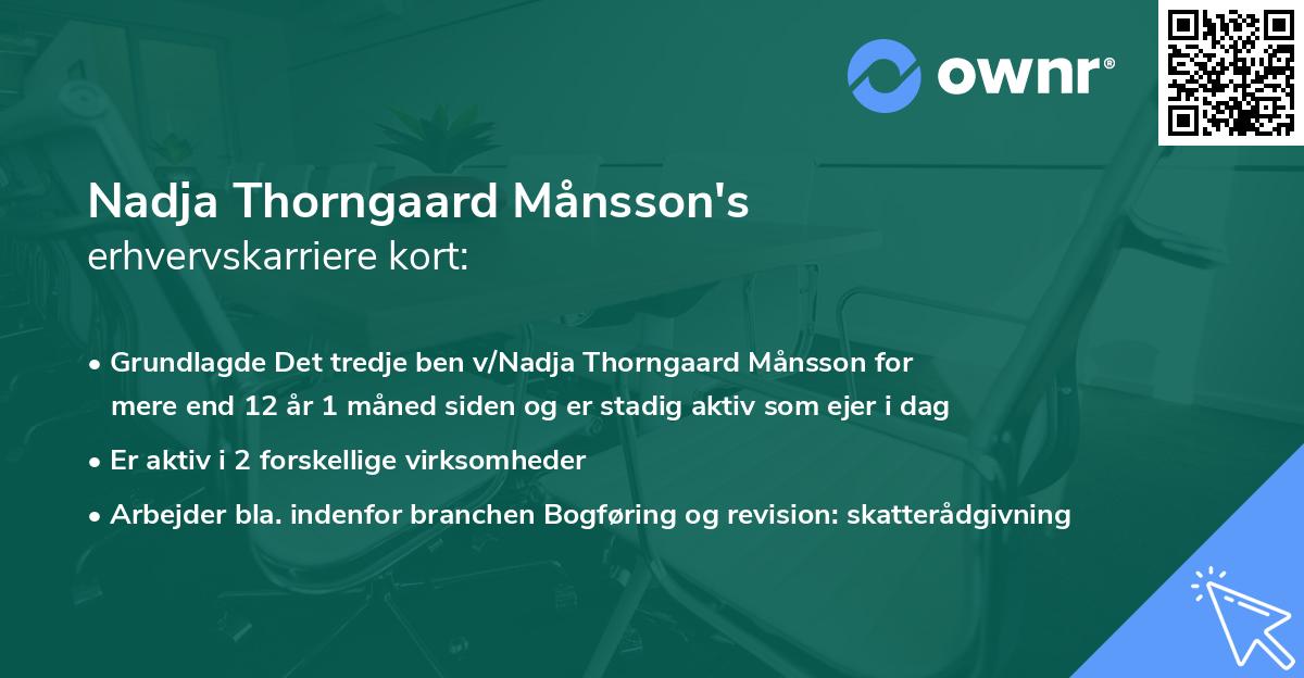 Nadja Thorngaard Månsson's erhvervskarriere kort