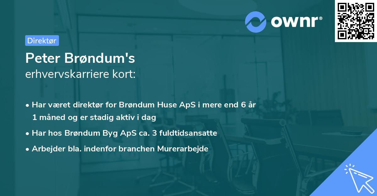 Peter Brøndum's erhvervskarriere kort