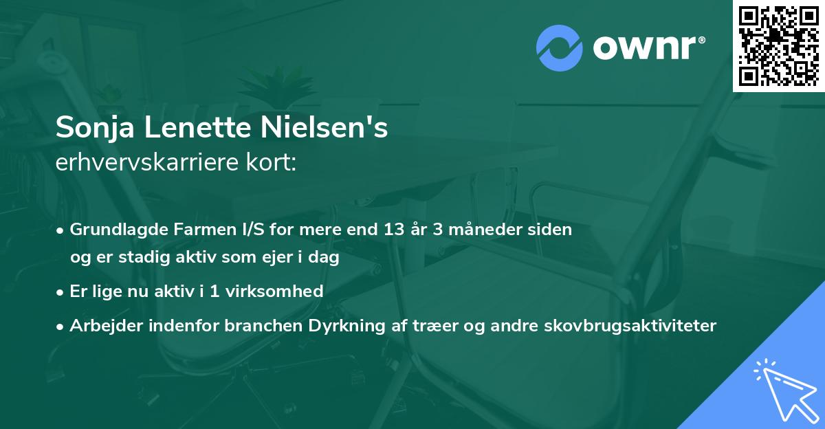 Sonja Lenette Nielsen's erhvervskarriere kort
