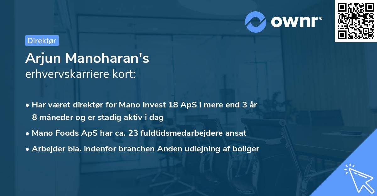Arjun Manoharan's erhvervskarriere kort