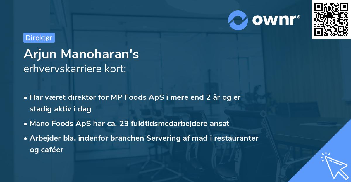 Arjun Manoharan's erhvervskarriere kort